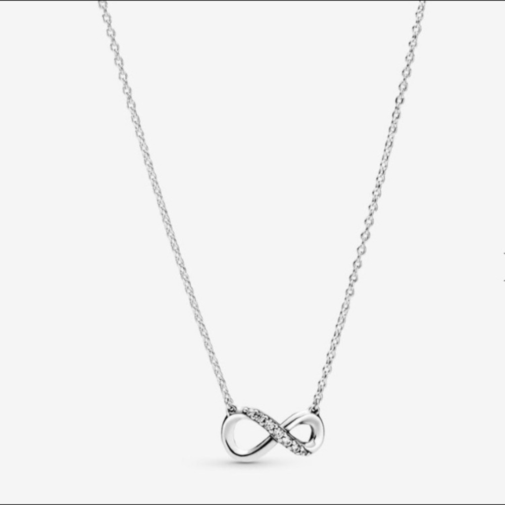 Sparkling Pandora infinity necklace. Worn. Gets a lot of compliments.